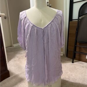 Diane Von Furstenberg Lavender Gauzy Peasant Blouse